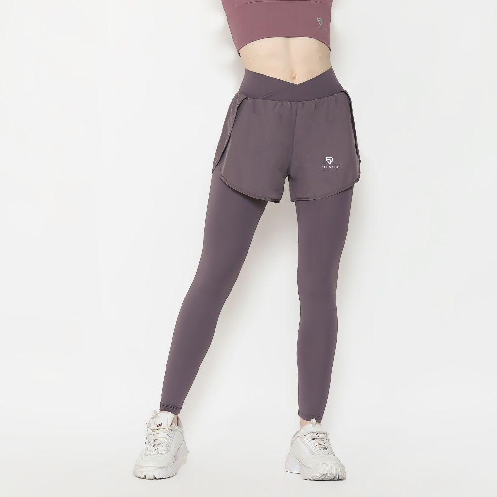 Fitwear - Celana Pendek + Legging Olahraga Wanita CINDY CROSS WAIST - M - 2XL