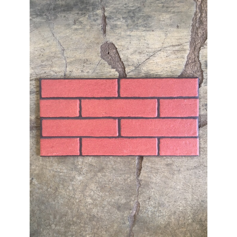 keramik dinding lantai 20x40 motif bata merah hitam kotak kasar luar outside kw3