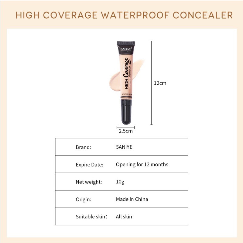 【Official Outlet】SANIYE High Coverage Liquid Concealer R1072 Concealer Colour Corrector Cream Full Coverage Spot Dark Circle Contour Wajah Alas Makeup Kantung Mata Bintik Hitam Viral BPOM