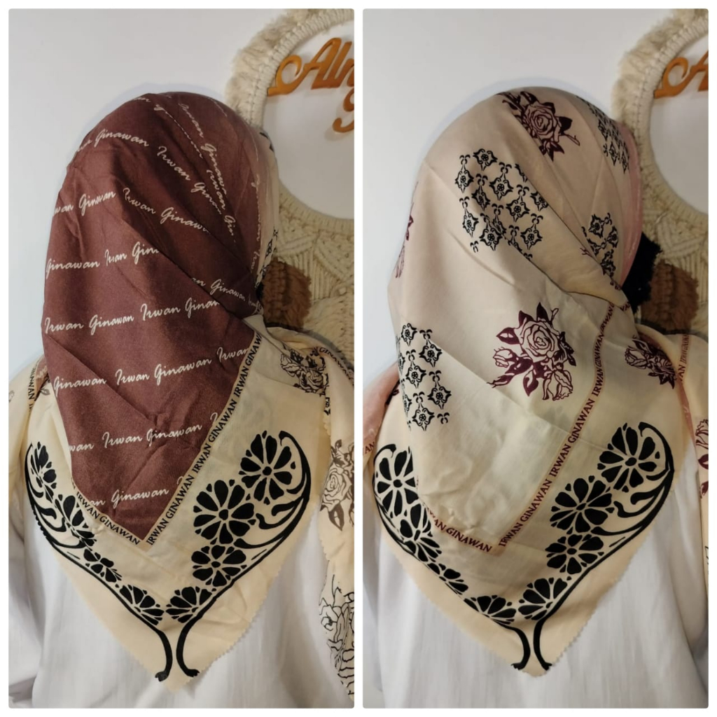 HIJAB SEGIEMPAT VOAL MOTIF IRWAN GINAWAN