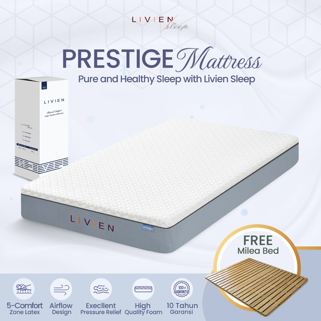 Kasur Busa Latex, Matras Busa Latex, Livien Latex Prestige Mattress FREE Milea BedFrame