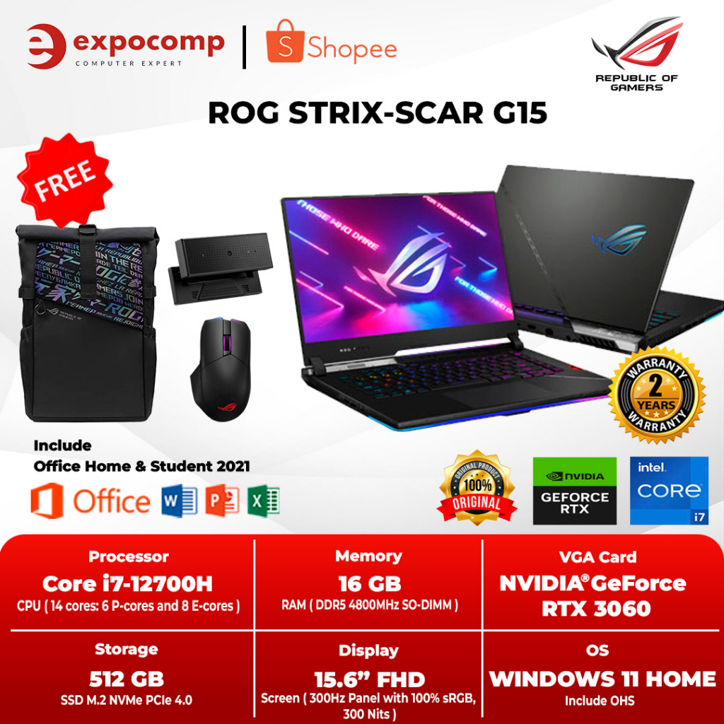 ASUS Gaming ROG STRIX-SCAR G15 G533ZM-I736D7T-O BLACK CORE i7-12700