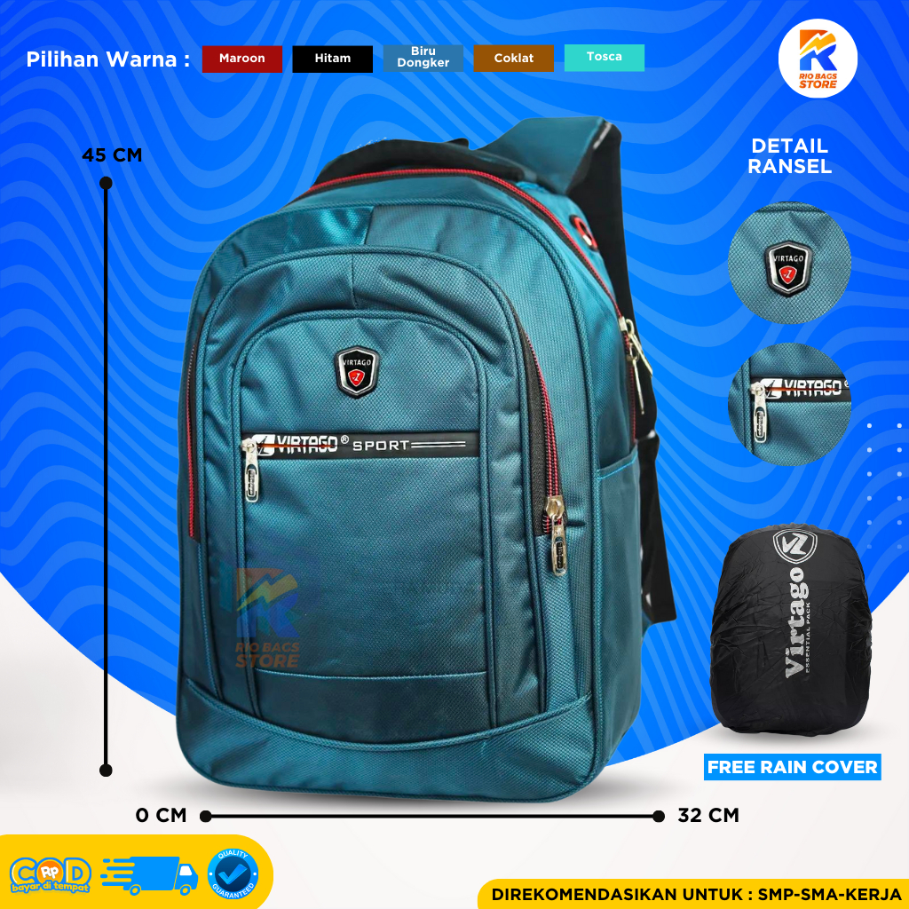 Tas Ransel Virtago Besar SMP-SMA-KERJA/Ransel Sekolah Terbaru Virtago