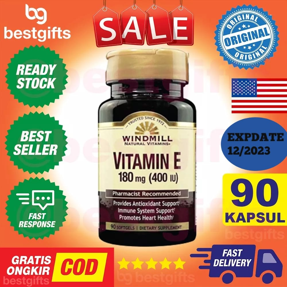 WINDMILL VITAMIN E 400 IU VIT E 180 MG MENCEGAH PENUAAN DINI JANTUNG DAYA INGAT GANGGUAN MATA 90 KAPSUL