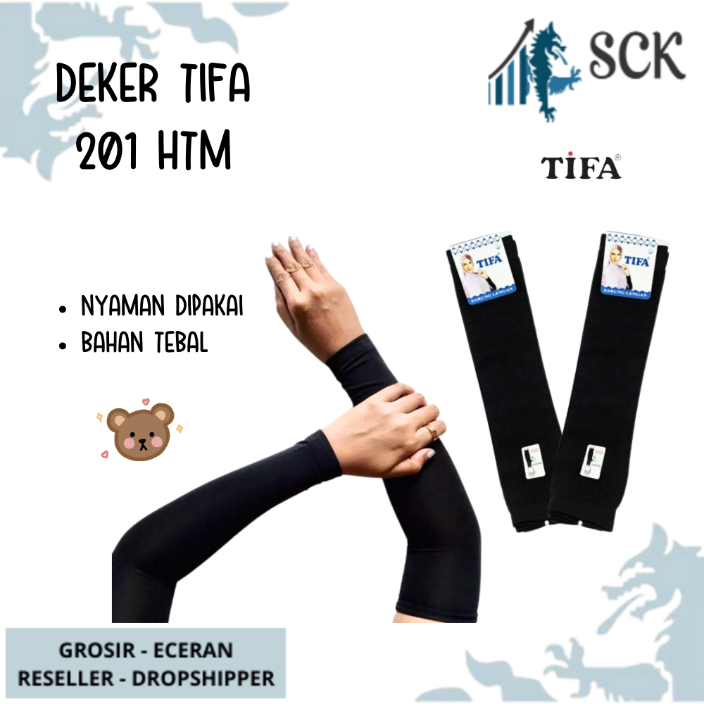 Deker TIFA 201 Polos / Manset Tangan Panjang Bahan NYLON / Sarung Tangan Muslim