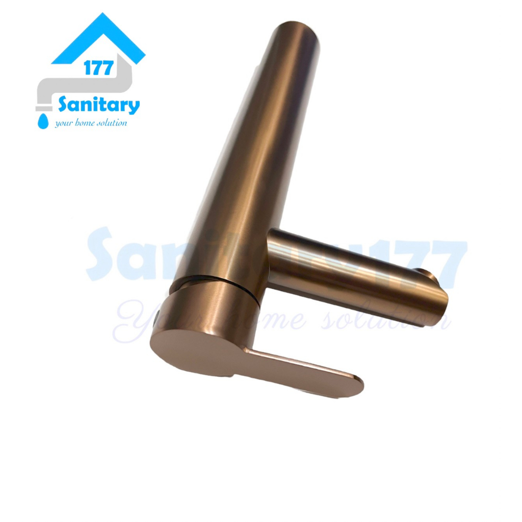 Kran wastafel Tinggi Panas dingin stainless Brown 40B-keran air stainless 304 jumbo hot cold body gede warna antique brass coklat