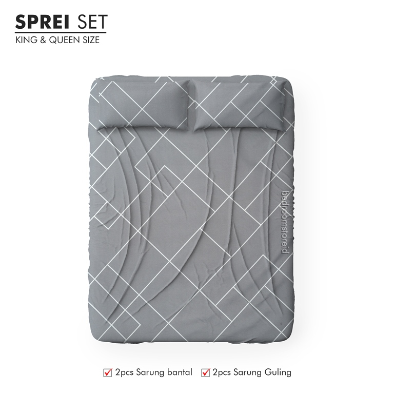 Sprei Aesthetic Motif Pajero Grey | Ala Korea Sudah Termasuk Sarung Bantal Guling