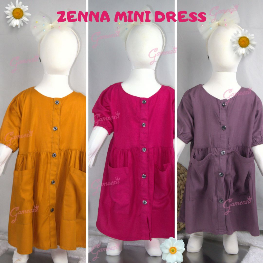 ZENNA mini Dress Baju Anak Perempuan Anak Usia 1-5 Tahun Bahan Rayon Premium Quality