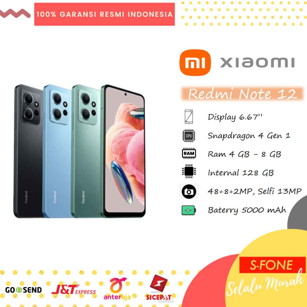 Xiaomi Redmi Note 12 4/128GB - 6/128GB - 8/128GB Garansi Resmi