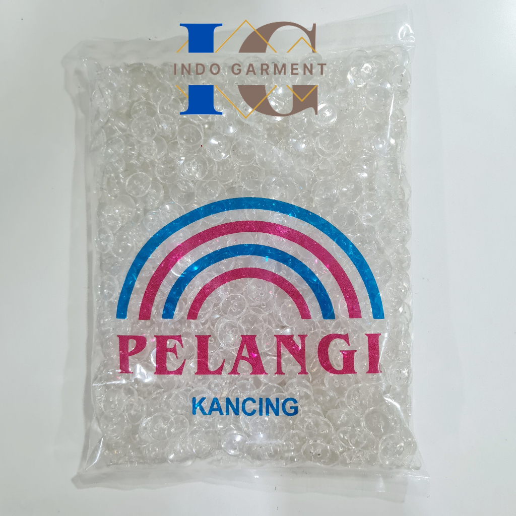 [1440pcs] Kancing Baju Lubang 2 Kaca Bening 18L (1.15cm)Pelangi -  Kancing Kaca Lubang 2 Kemeja Kris