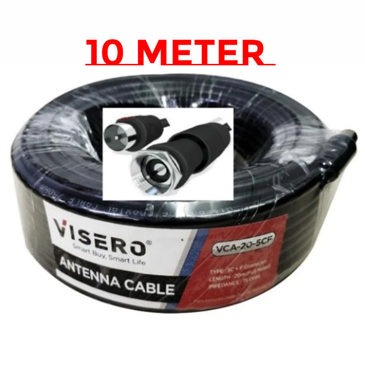 KABEL ANTENA TV DIGITAL 10 METER VISERO / KABEL ANTENA 5C 10 METER + JACK KONEKTOR