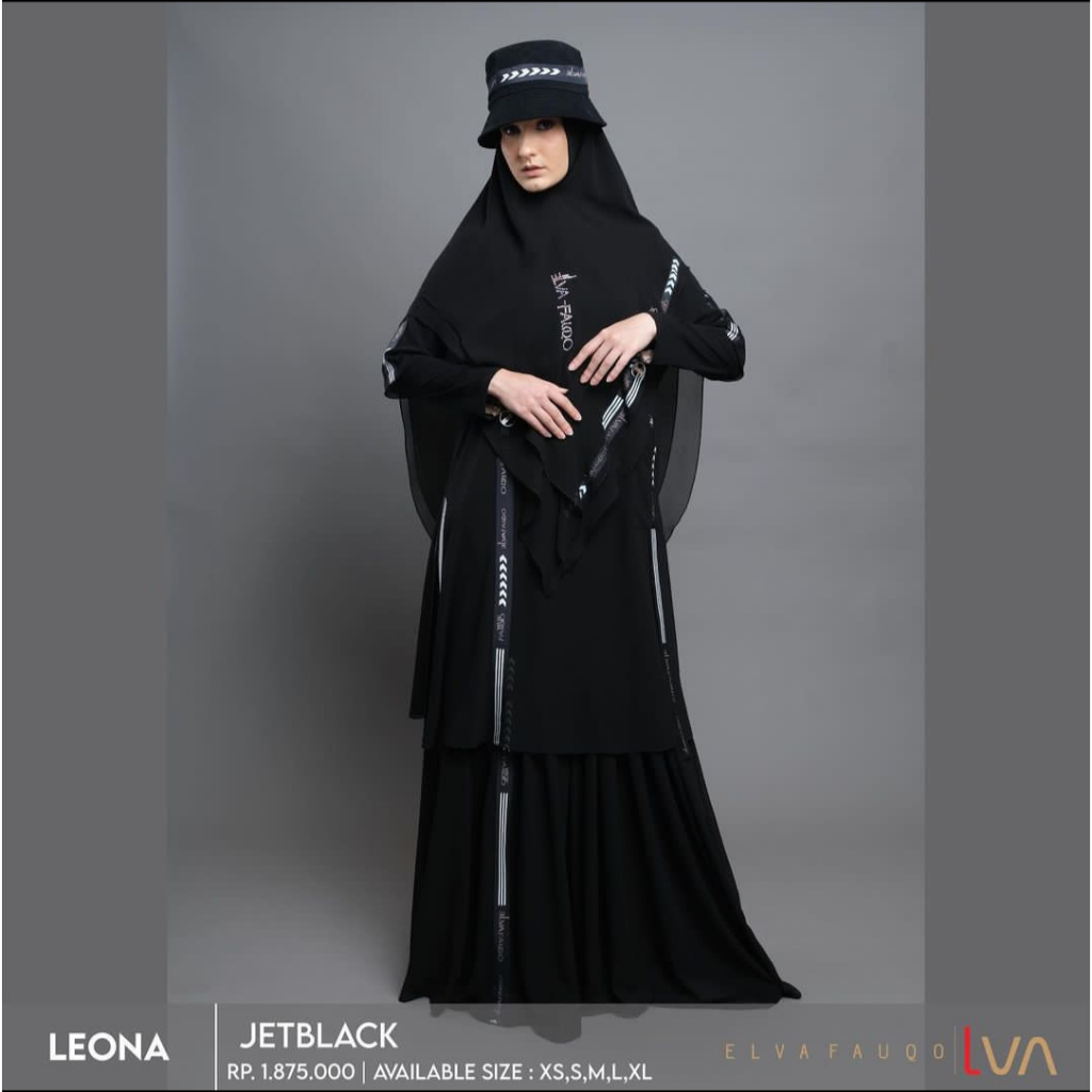 Lva Syari / Baju Set Syari / Baju Muslim / Leona Series / Jetblack