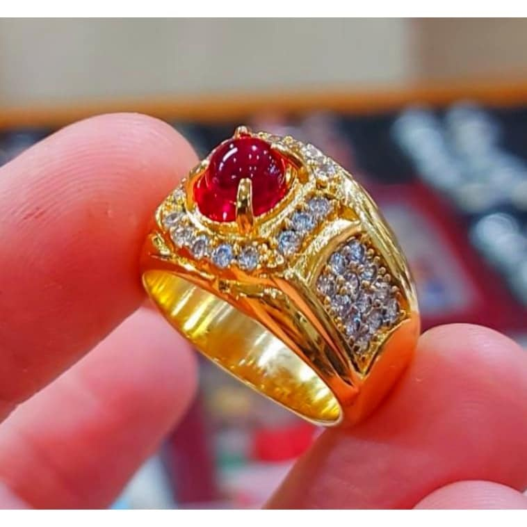 Cincin Batu Pria Merah Siem Mustika Merah Kristal