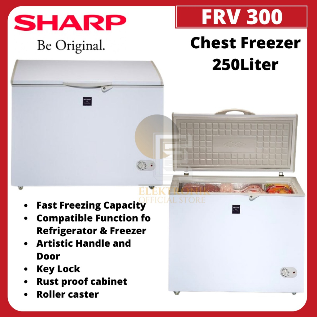 CHEST FREEZER 250 LITER SHARP FRV 300 Freezer pembeku daging/FRV-300/FRV300/FREEZER KULKAS BEKU DAGI