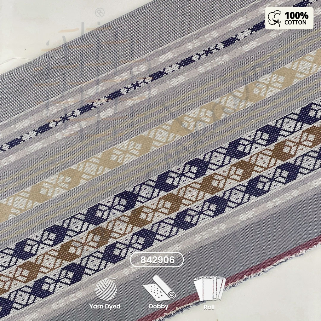 (50 CM) Kain 100% 842906 Katun Motif Etnik full motif dobby | Bahan Songket | Kain Songket Tenun | T