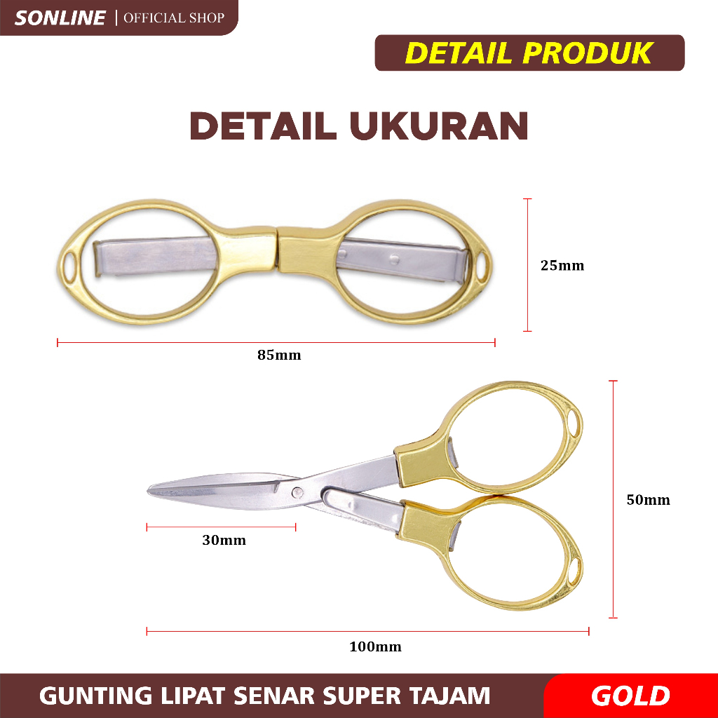 SONLINE - Gunting Kecil Mini Lipat Gunting Lipat Senar Pancing Gunting Kacamata / Gunting Serbaguna Multifungsi Portable / Gunting Kertas Kapas Stainless Steel