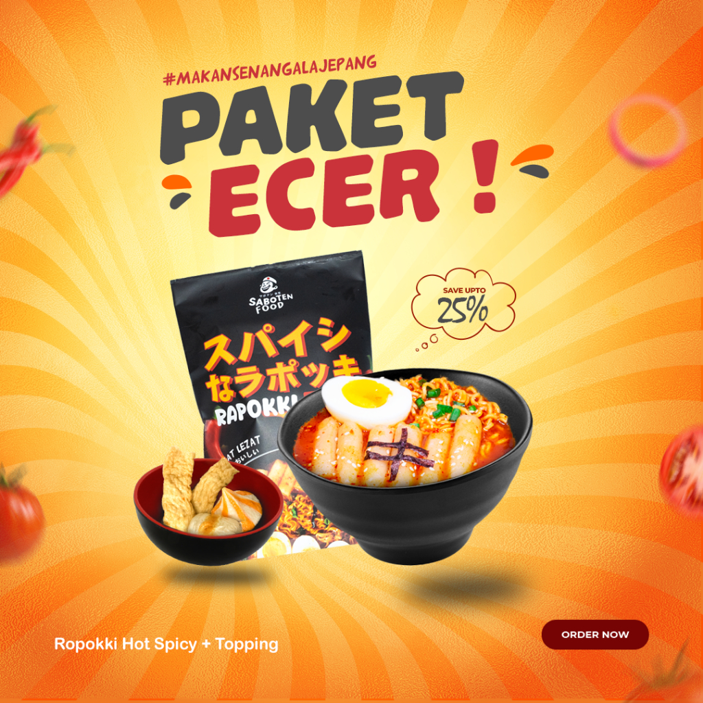 

Sabotenfood - Paket Ecer 3 Varian Rapokki + 3 Varian Topping
