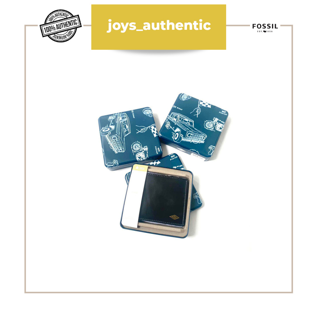 Dompet Wanita Fossil Ryan Bifold Hitam Black With Tinbox Woman Wallet Authentic Original