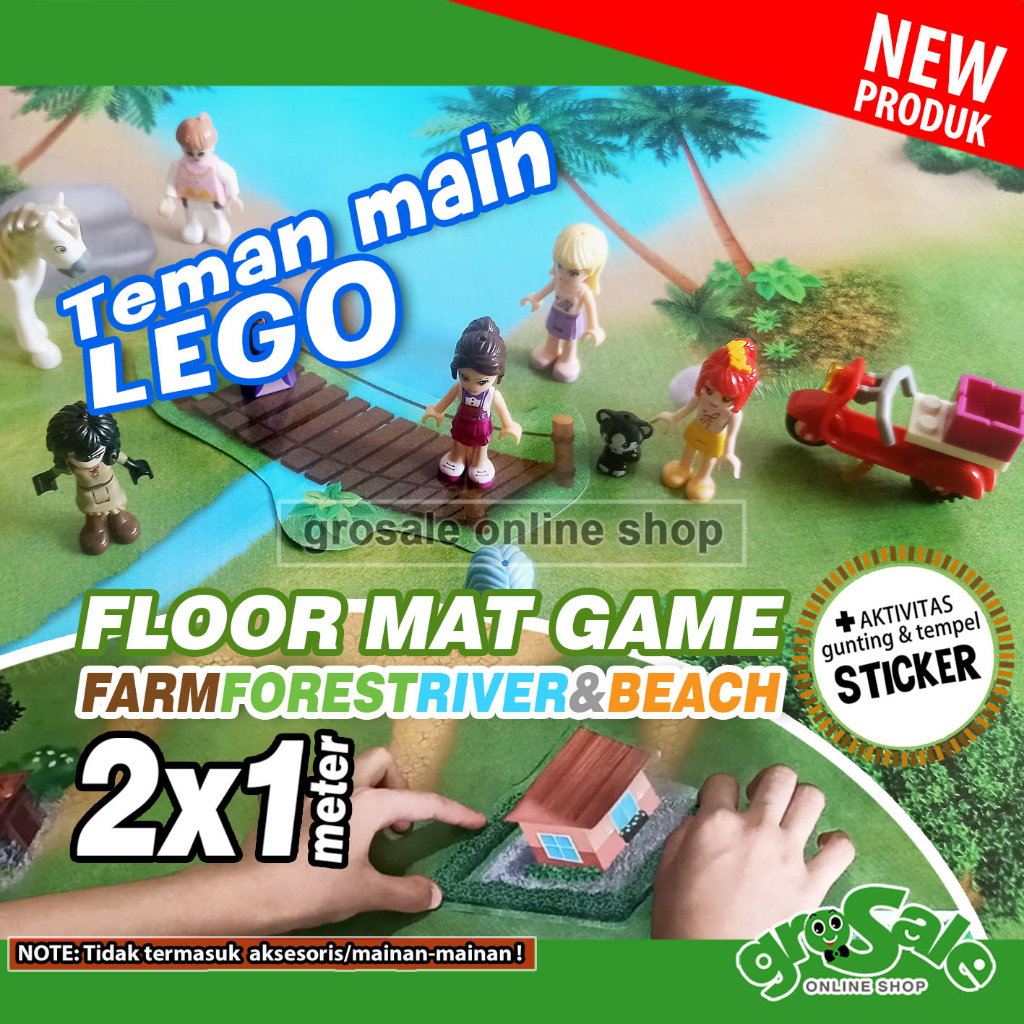 2x1 METER MAINAN JALAN PETA DESA KAMPUNG HUTAN FLOOR MAT GAME IMAJINASI GELAR LANTAI STIKER WATERPRO