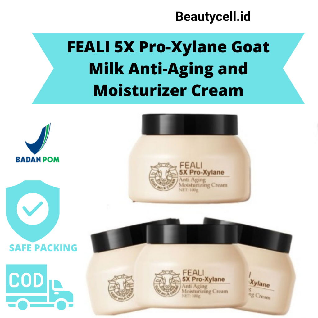 [ READY STOK ] BPOM FEALI Moisturizer Cream and Goat Milk Anti-Aging Pelembab Wajah Memperbaiki Skin Barrier 5X Pro-Xylane