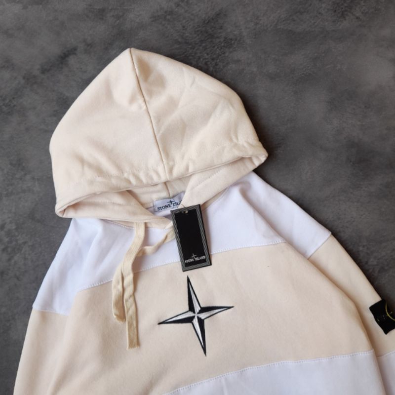 -FRMNSH- HOODIE STONE AILAND KREM WHITE LOGO BORDIR FULL TAG LABEL CASUAL