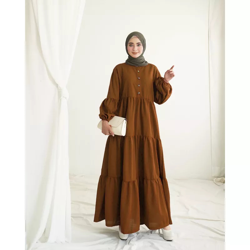 Dalia Dress - Gamis Panjang Maxy Polos Bahan Voxy Wafel