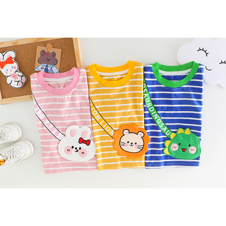 Setelan Anak Laki Laki R0YAL Baju Set 2in1 Kaos Garis dan Celana Pendek Import