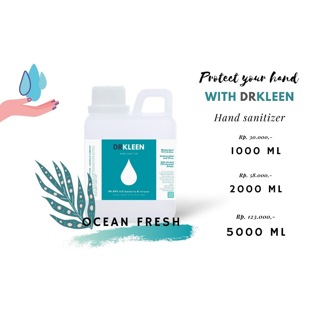 DRKLEEN Hand Sanitizer Liquid Cair 1 Liter Refill Spray