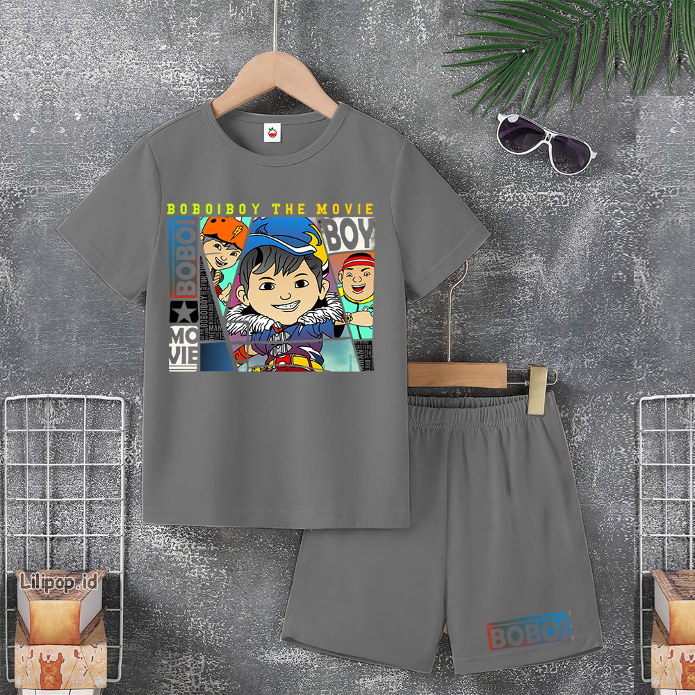 Baju Anak Stelan Usia 4-10 BOBOBOY Tahun Kaos 3/4 Cowok Cewek  Celana Pendek Harian