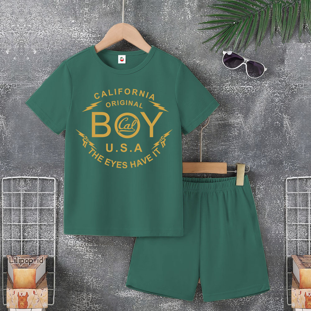 Baju Anak Stelan Usia 4-10 Tahun BOY Kaos 3/4 Cowok Cewek  Celana Pendek Harian