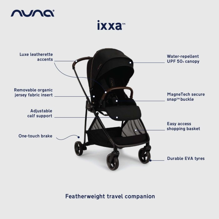 Nuna IXXA Riveted | Lightweight Reversible Stroller