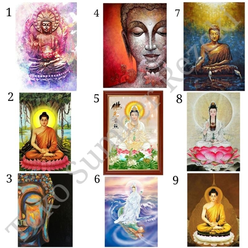 Big Poster Buddha Kwan Im Lukisan Art Gambar Dewa Figure Patung Siddhartha Gautama Dewi Kwan In Bung