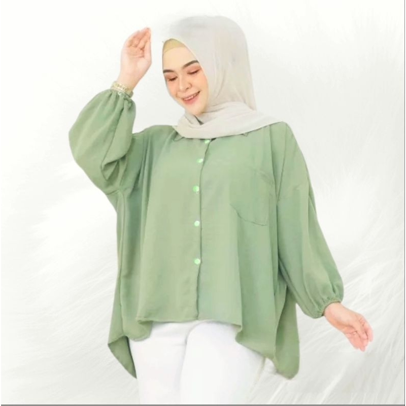 Kemeja Diva Blouse Jumbo Blouse Wanita Atasan Wanita Atasan Oversize Cringkle Rayon Atasan Hijab Blouse Muslimah Pakaian Wanita Fashion Trend Busui&amp;Friendly Cod