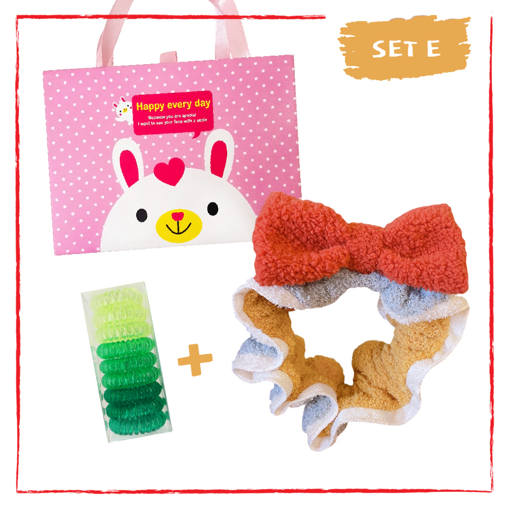 Set Giftbox Bandana + Ikat Rambut Spiral 9pcs - Set Hadiah