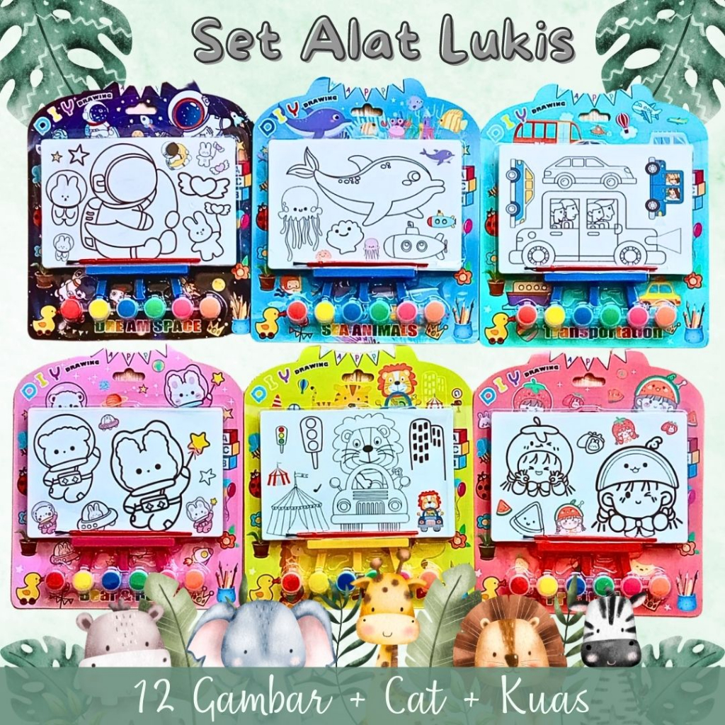 Mikusoo Set Lukis Kanvas Mini Mewarnai Mainan Edukasi Anak Motif Lucu Coloring Art Murah