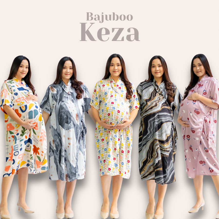 Bajuboo Keza - Daster Kimono Busui &amp; Bumil Friendly Rayon Lengan Pendek