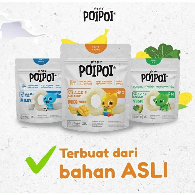 POIPOI Snack Bervitamin Tanpa MSG 25gr - Cemilan Bayi