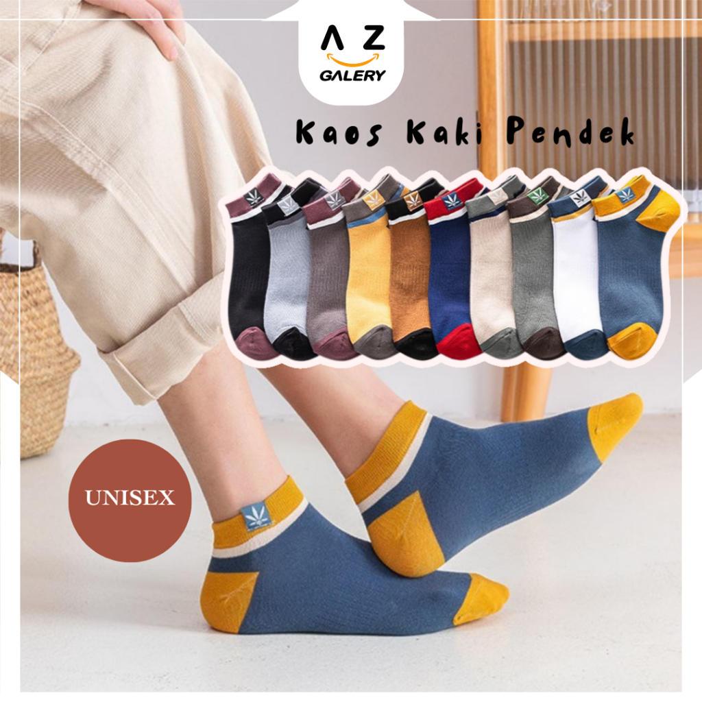 Azgalery / Kaos Kaki Pendek Unisex Bahan Spandex Nyaman Dipakai Kaos kaki Sekolah Kaos Kaki Anak Import Harga Grosir KK29