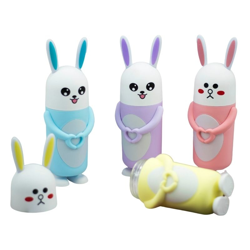 [CLEARANCE SALE] Botol Minum / Tempat Minum / Botol Air Kaca DNG Line Bunny 350ml Foodgrade