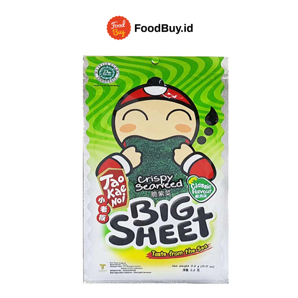 

Tao Kae Noi Crispy Seaweed Big Sheet Classic Flavour 3.2 gr