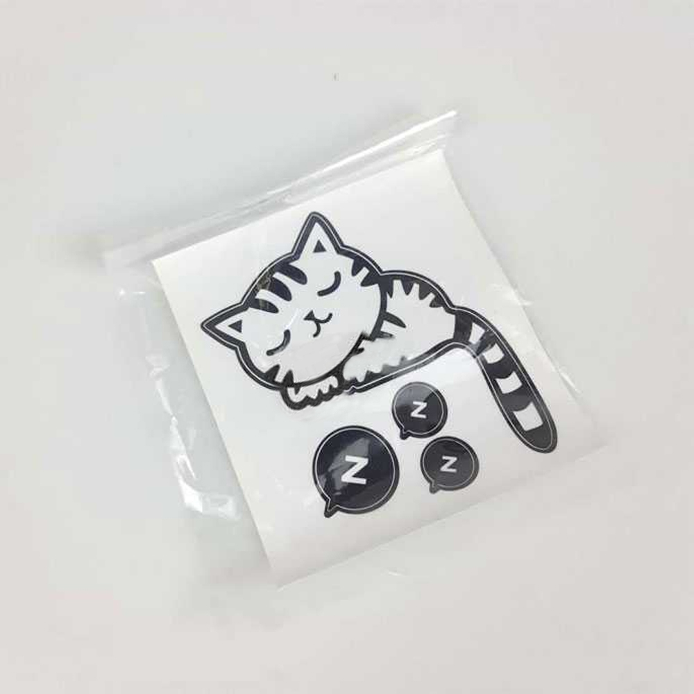 Stiker Dinding Lucu Sleeping Cat Wallpaper - Black