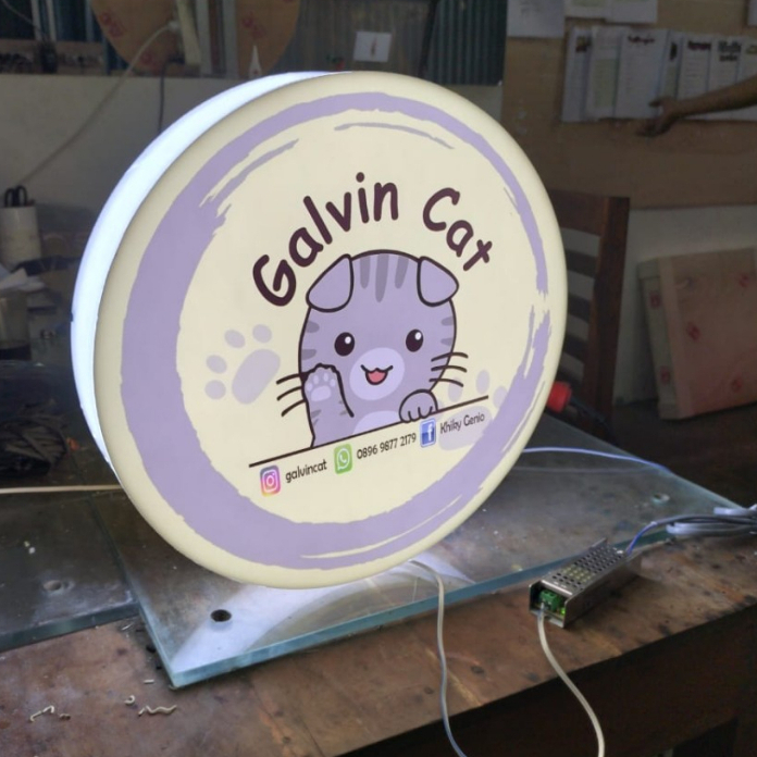 Neon Box Bulat Nyala LED Acrylic Premium 80 CM