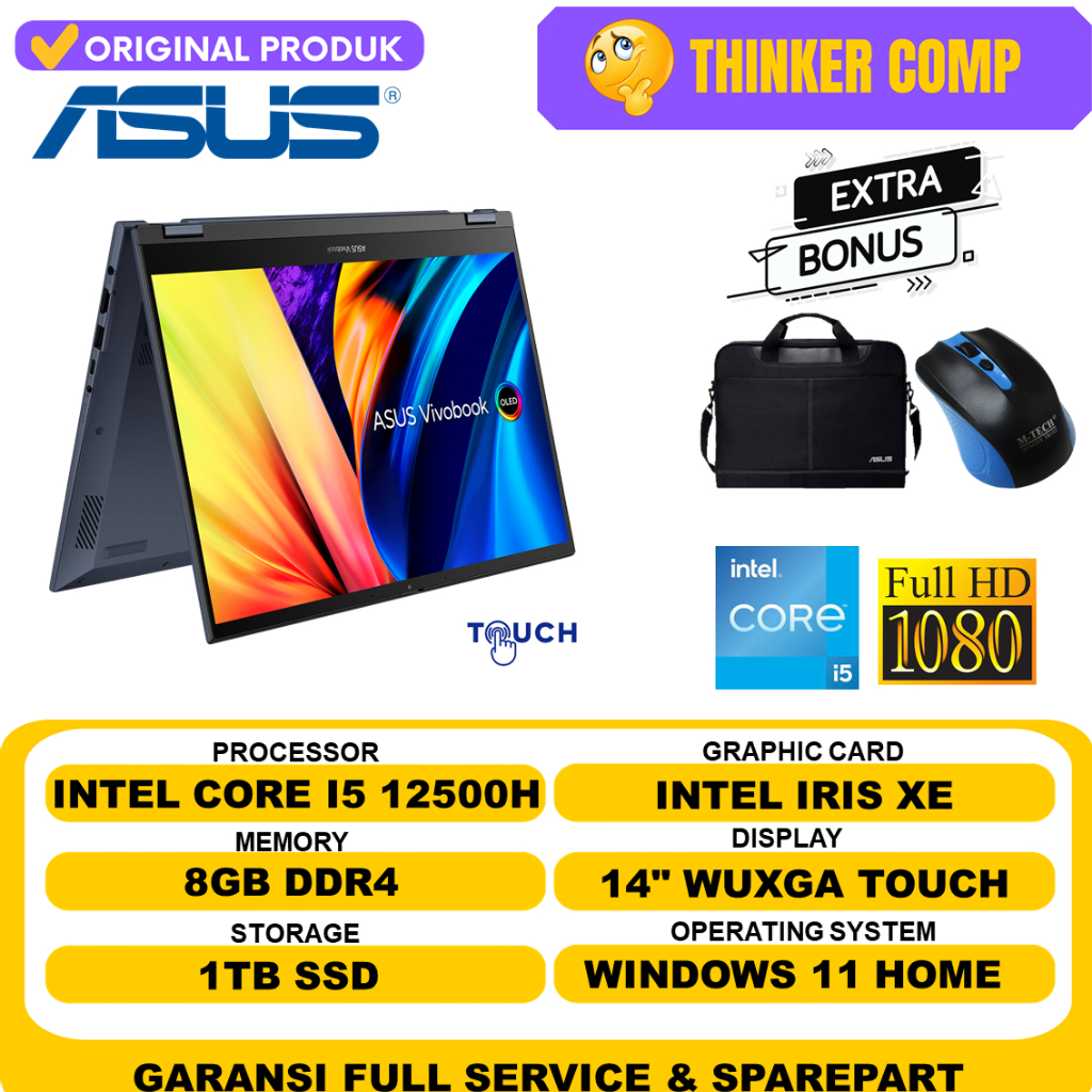 Laptop 2in1 Asus Vivobook Flip S 14 TP3402ZA Intel EVO i5-12500H 8GB 1TB SSD WUXGA Touch Win 11