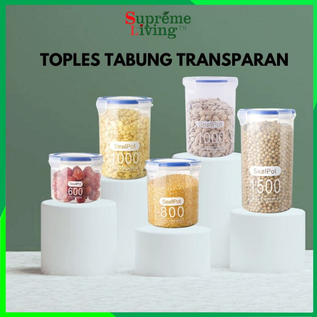 Toples PP Tabung Transparan Tempat Penyimpanan Makanan Storage Jar Serbaguna