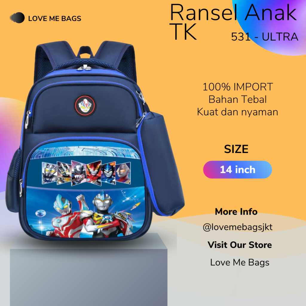 LMB Tas  Anak Laki Laki TK Import Gambar Karakter Superhero KEREN