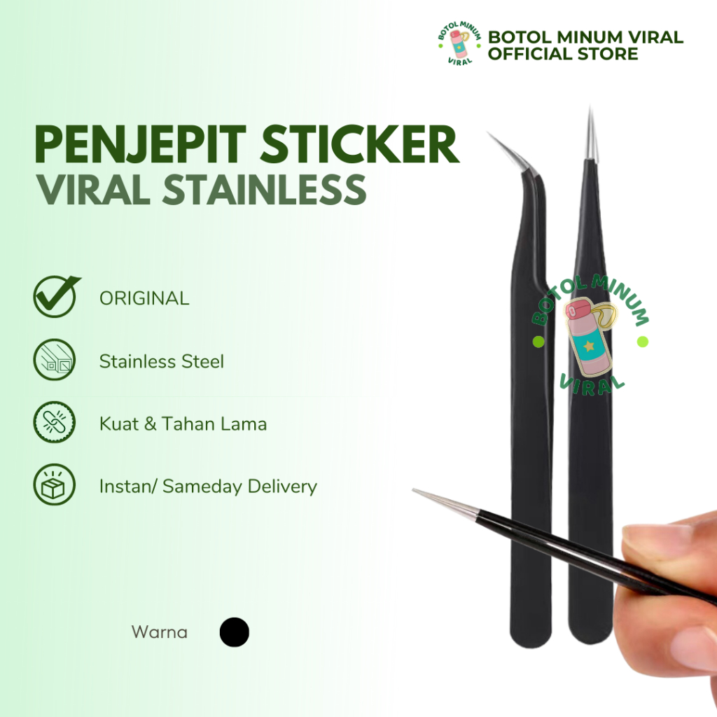 Pinset Sticker Tweezer Stainless Steel Jepang Anti Statis Capit Stiker Korea