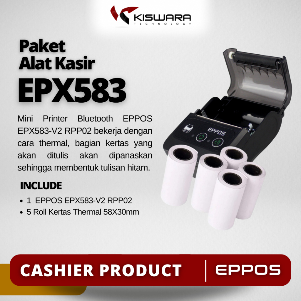 Paket Printer EPPOS EPX583-V2 RPP02 + 5 Roll Kertas Thermal