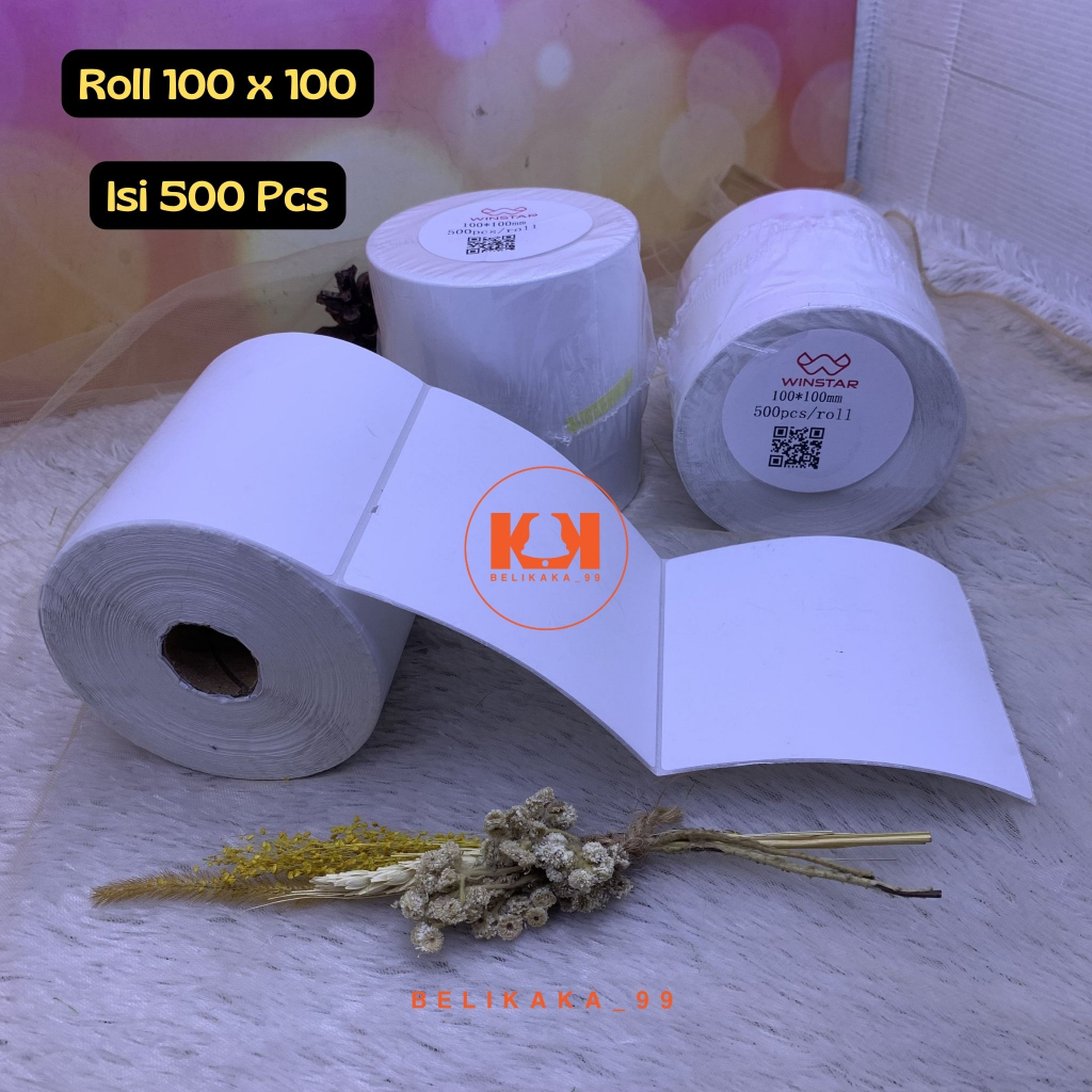 LABEL THERMAL RESI 100X100 UKURAN A6 ROLL ISI 500 PCS MERK WINSTAR / KERTAS STIKER THERMAL LABEL BARCODE / KERTAS RESI TEMPEL A6 / LABEL STIKER THERMAL