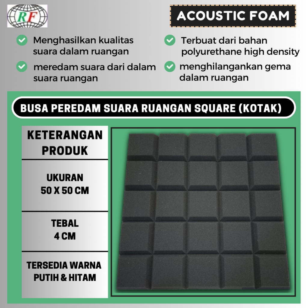 Busa Peredam suara ruangan 50x50x4cm Square Kotak Accoustic Foam