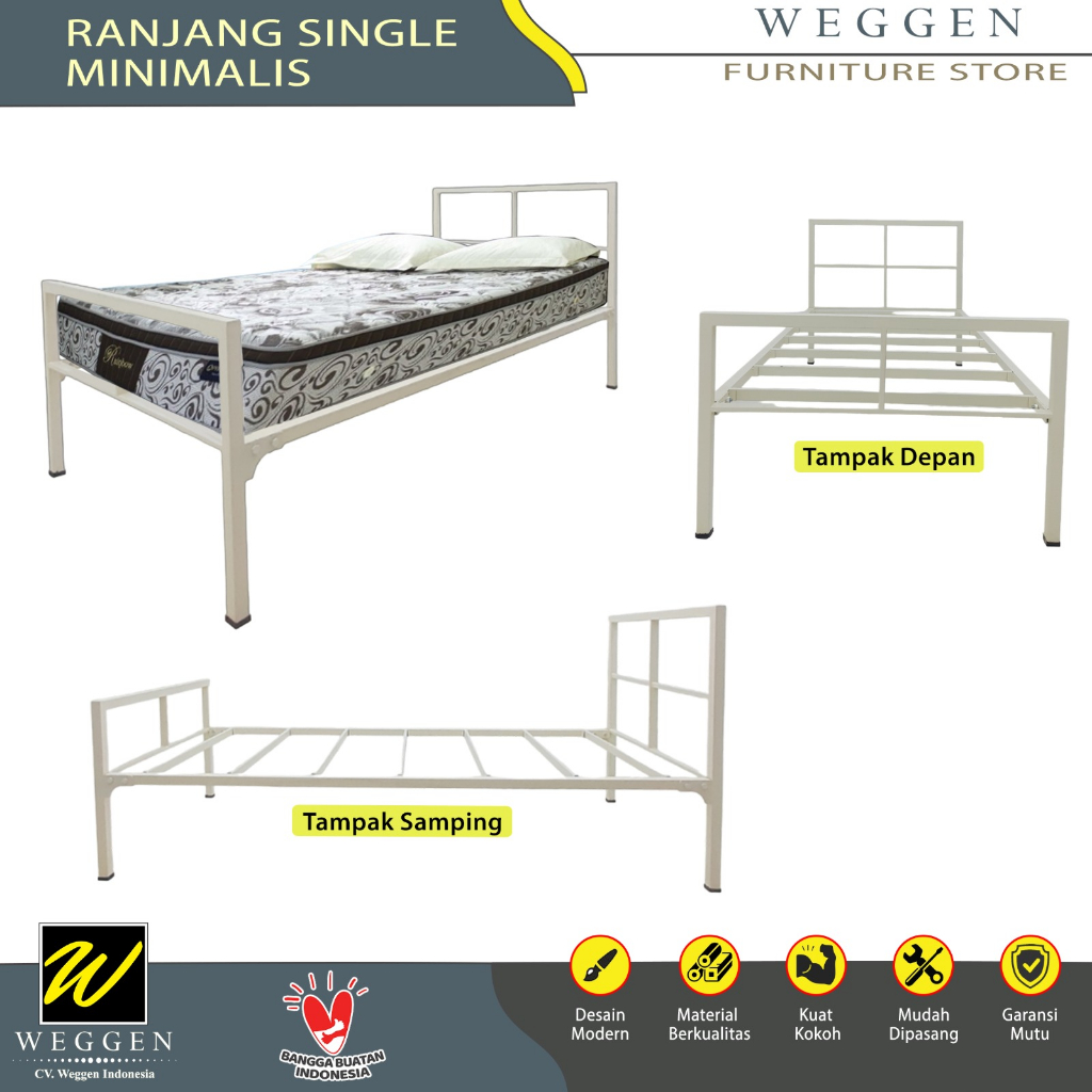 Ranjang tempat tidur minimalis ukuran 90 x 200 [Weggen]